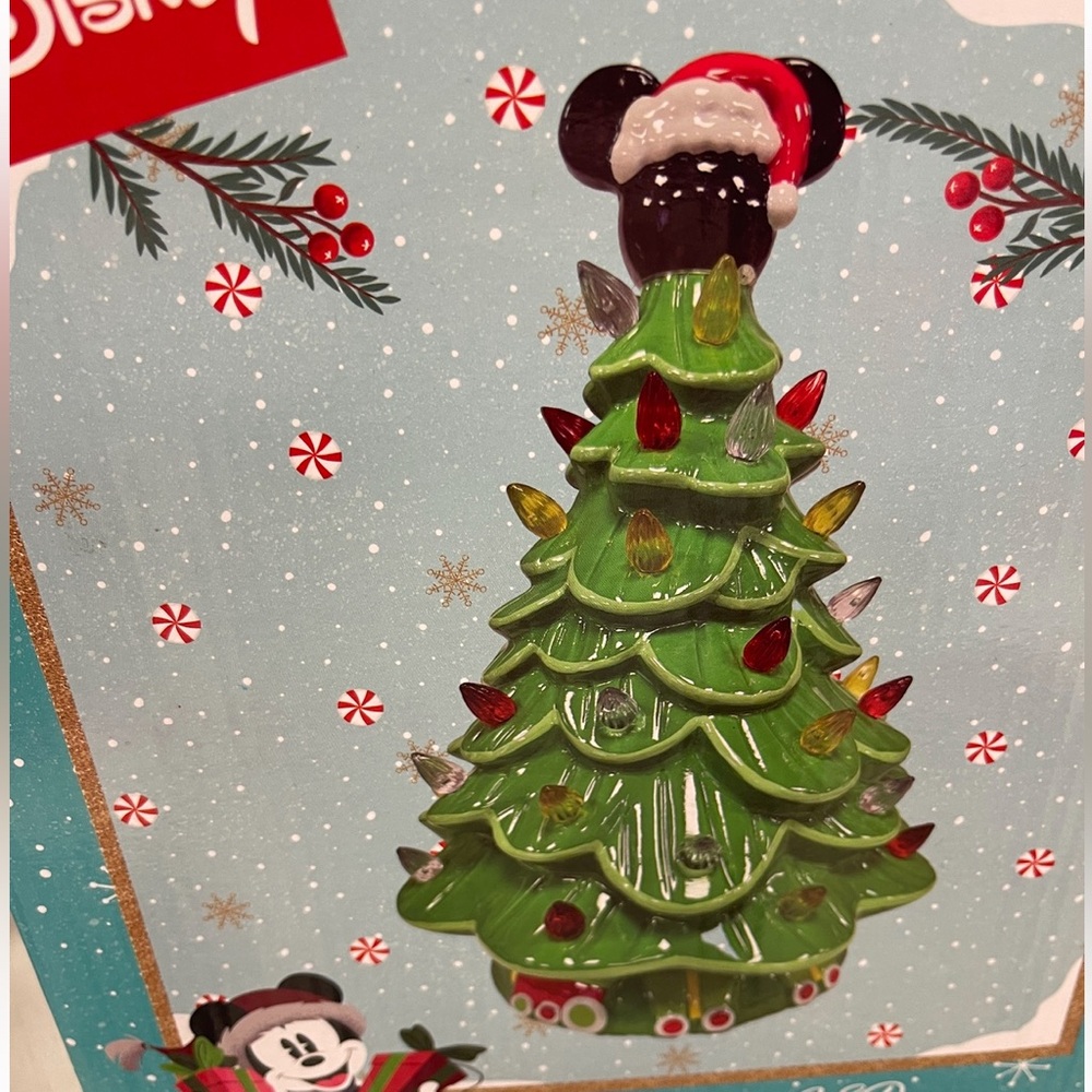 Disney Christmas Mickey Mouse Santa lightup Ceramic Christmas Tree NWT